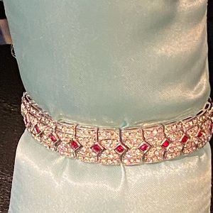 Bracelet simulated rubies and diamonds